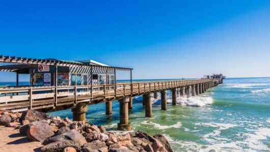 SW Popularly known as Swakop or Tsuakhaub in local Damara-Nama, Swakopmund offers rich cultural heritage and Historical German Architectures dating back from colonial times. The town offers variety of activities, such as Camel Riding or Quad Biking in the most beautiful desert dunes, the Jetty Restaurant gives a glimpse into the Sea water.
